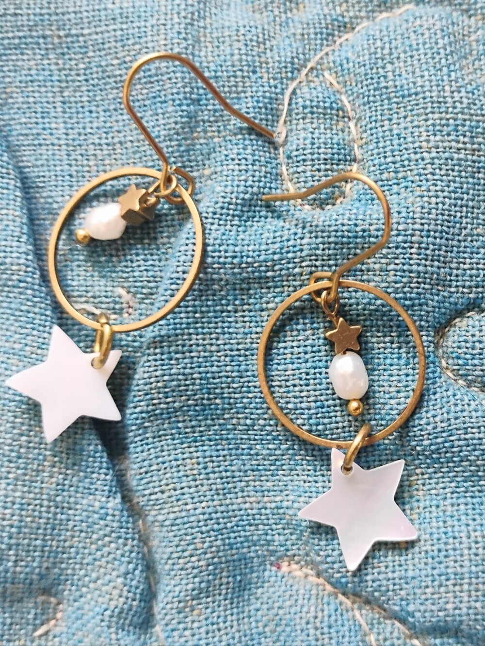 Celestial Pearl Star Earrings - Picture 1 of 4